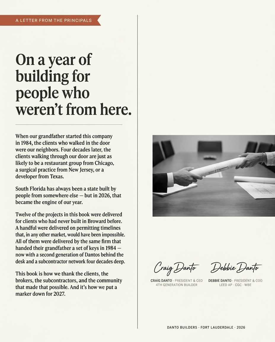 Letter from the Principals — Craig and Debbie Danto signatures